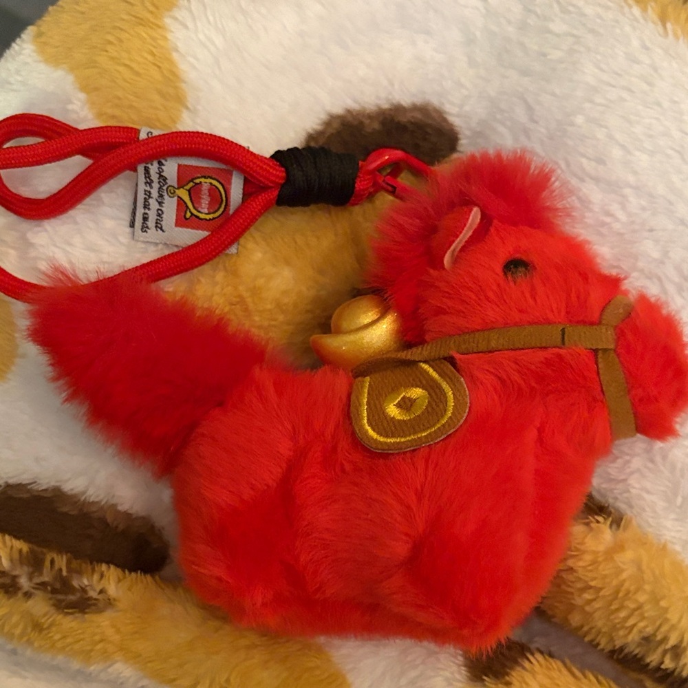 Red Plush Horse Keychain